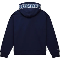 Women's Mitchell & Ness Navy Dallas Cowboys Gridiron Classics Big Face 7.0 Pullover Hoodie
