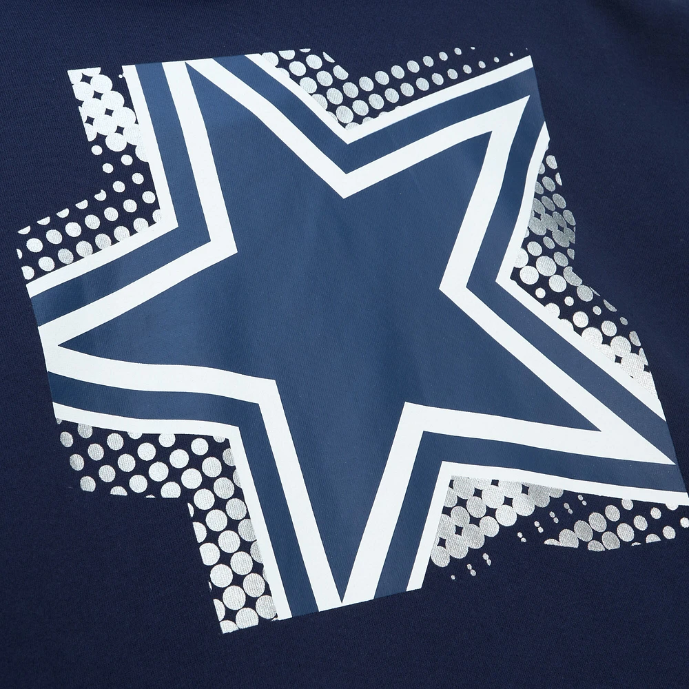 Women's Mitchell & Ness Navy Dallas Cowboys Gridiron Classics Big Face 7.0 Pullover Hoodie
