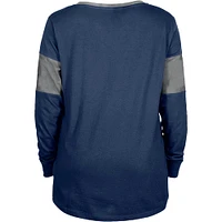 Women's New Era Navy Dallas Cowboys Lace-Up Notch-Neck Long Sleeve T-Shirt