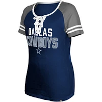 Women's New Era  Navy Dallas Cowboys Raglan Lace-Up T-Shirt