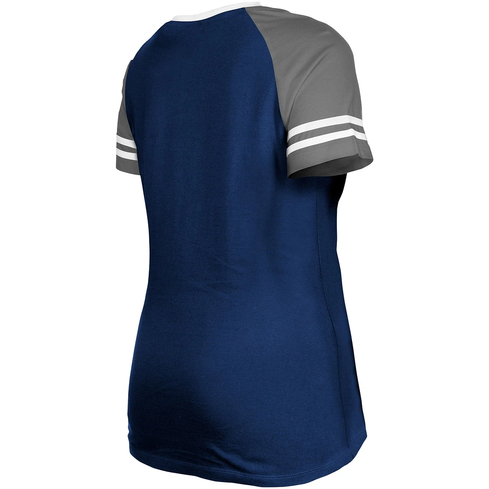 Women's New Era  Navy Dallas Cowboys Raglan Lace-Up T-Shirt