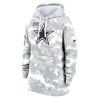 Women's Nike Arctic Camo Dallas Cowboys 2024 Salute To Service Club Fleece Oversized Pullover Hoodie