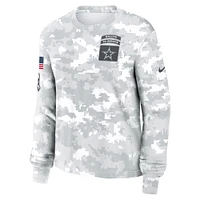 Women's Nike Arctic Camo Dallas Cowboys 2024 Salute To Service Performance Long Sleeve T-Shirt