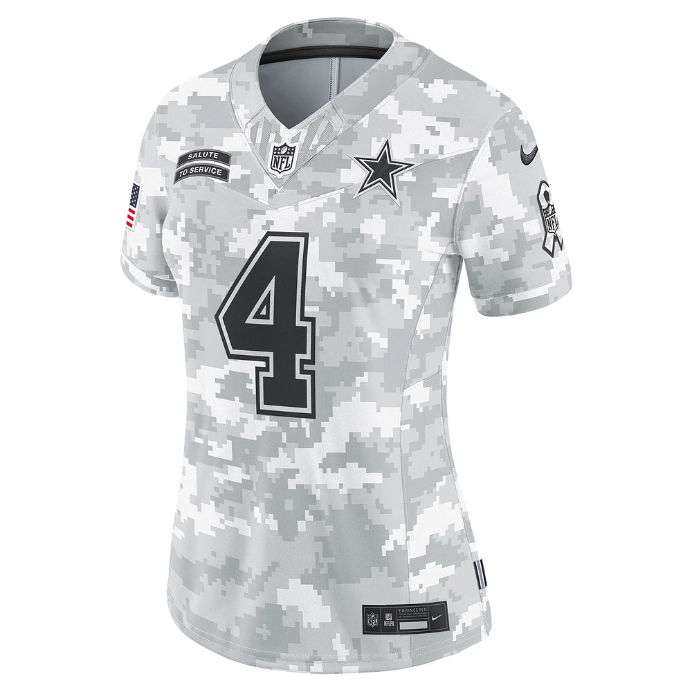 Women's Nike Dak Prescott Arctic Camo Dallas Cowboys 2024 Salute to Service Limited Jersey