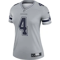 Women's Nike Dak Prescott Gray Dallas Cowboys Inverted Legend Player Performance Top