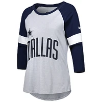 Women's Nike Dallas Cowboys Heather Gray/Navy Football Pride Raglan 3/4-Sleeve T-Shirt