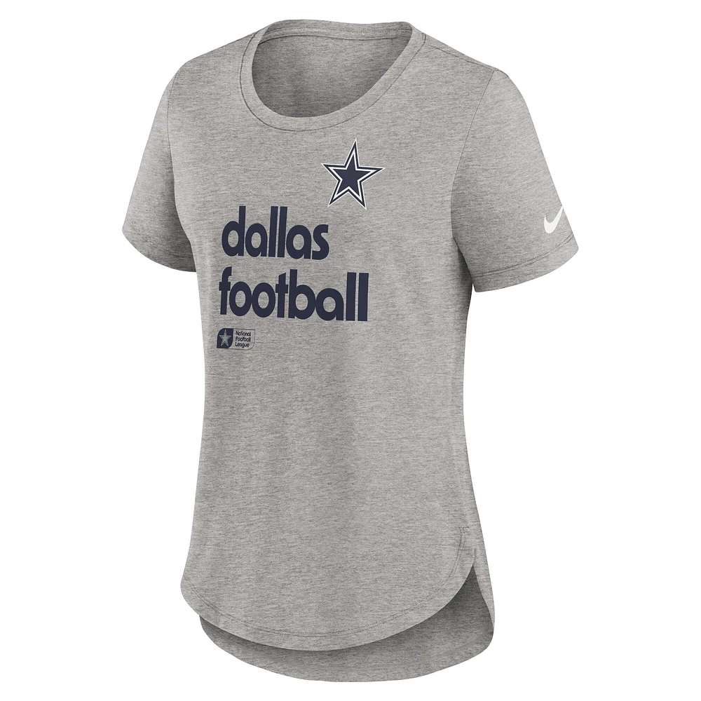 Women's Nike Heather Gray Dallas Cowboys Team Shout-Out Tri-Blend T-Shirt
