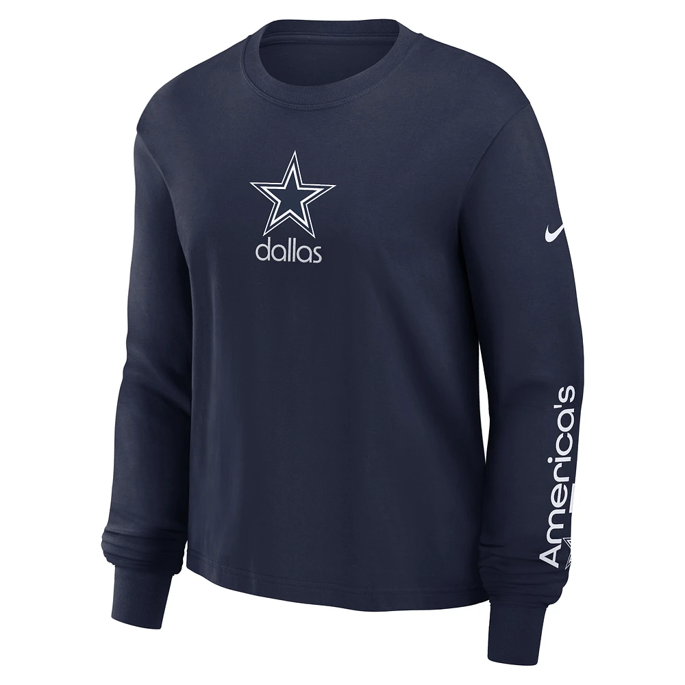 Women's Nike Navy Dallas Cowboys Boxy Long Sleeve T-Shirt