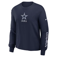 Women's Nike Navy Dallas Cowboys Boxy Long Sleeve T-Shirt