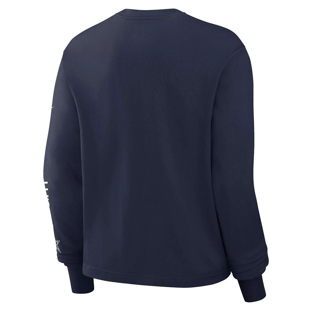 Women's Nike Navy Dallas Cowboys Boxy Long Sleeve T-Shirt