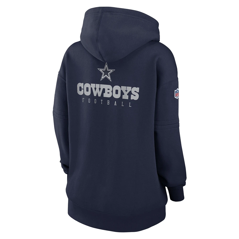 Women's Nike Navy Dallas Cowboys Sideline Club Fleece Pullover Hoodie