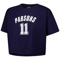 Women's Pro Standard Micah Parsons Navy Dallas Cowboys Player Name & Number Cropped Boxy T-Shirt