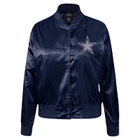 Women's Pro Standard Navy Dallas Cowboys Jeweled Satin Full-Snap Jacket