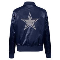 Women's Pro Standard Navy Dallas Cowboys Jeweled Satin Full-Snap Jacket