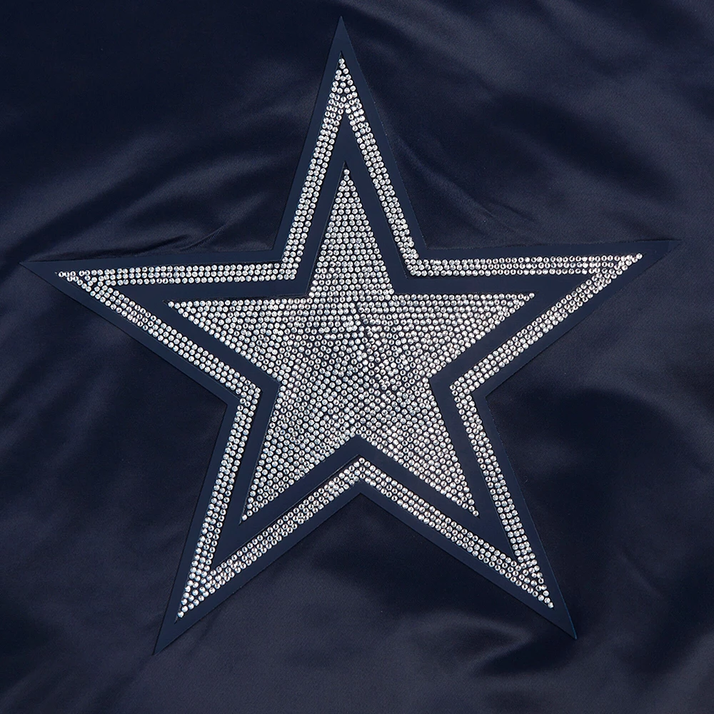 Women's Pro Standard Navy Dallas Cowboys Jeweled Satin Full-Snap Jacket