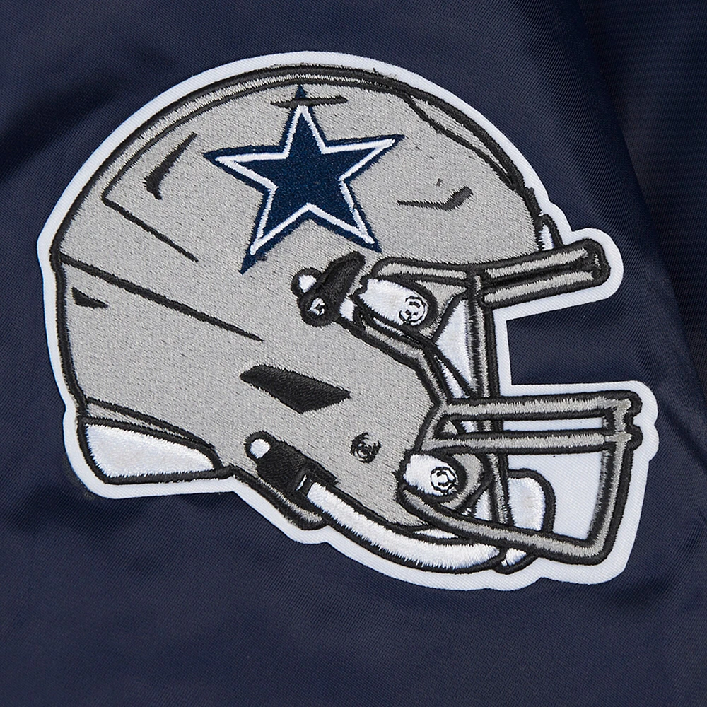 Women's Pro Standard Navy Dallas Cowboys Jeweled Satin Full-Snap Jacket