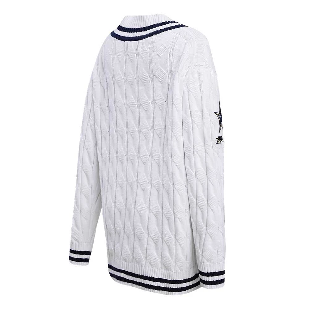Women's Pro Standard  White Dallas Cowboys Prep V-Neck Pullover Sweater