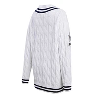 Women's Pro Standard  White Dallas Cowboys Prep V-Neck Pullover Sweater