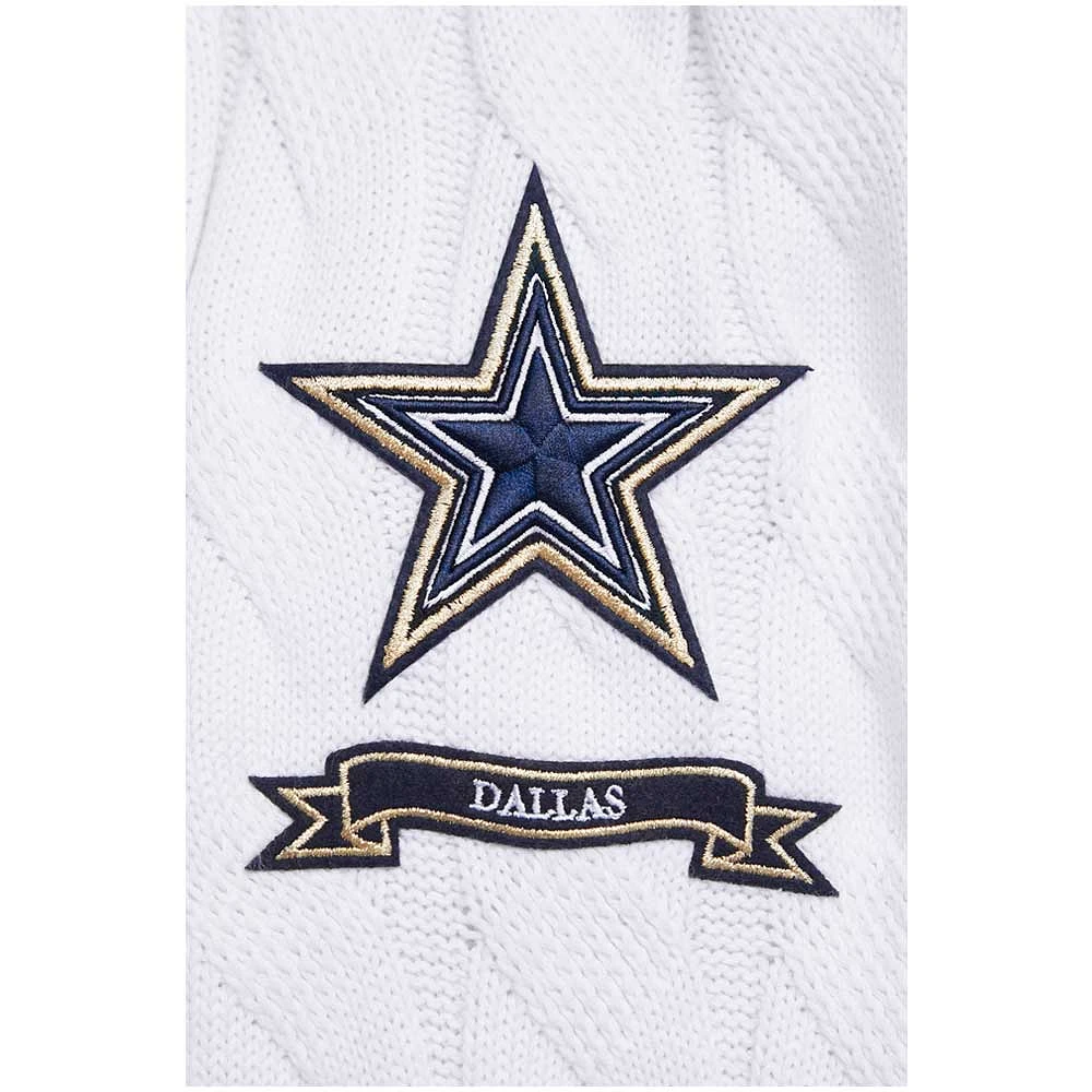 Women's Pro Standard  White Dallas Cowboys Prep V-Neck Pullover Sweater