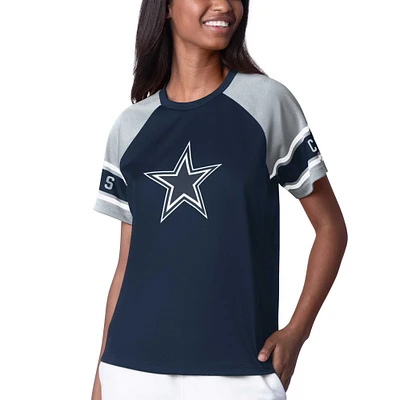 Haut raglan à blocs de couleurs pour femme Starter Navy Dallas Cowboys 1st Rounder