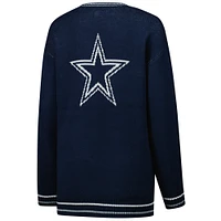Women's Starter Navy Dallas Cowboys Oversized On the Ball Intarsia Knit Pullover Sweater