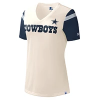 Women's Starter White Dallas Cowboys Kick-Starter - V-Neck T-Shirt
