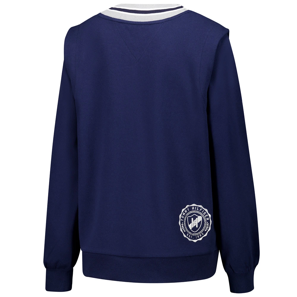 Women's Tommy Hilfiger Navy Dallas Cowboys Alice V-Neck Pullover Sweatshirt