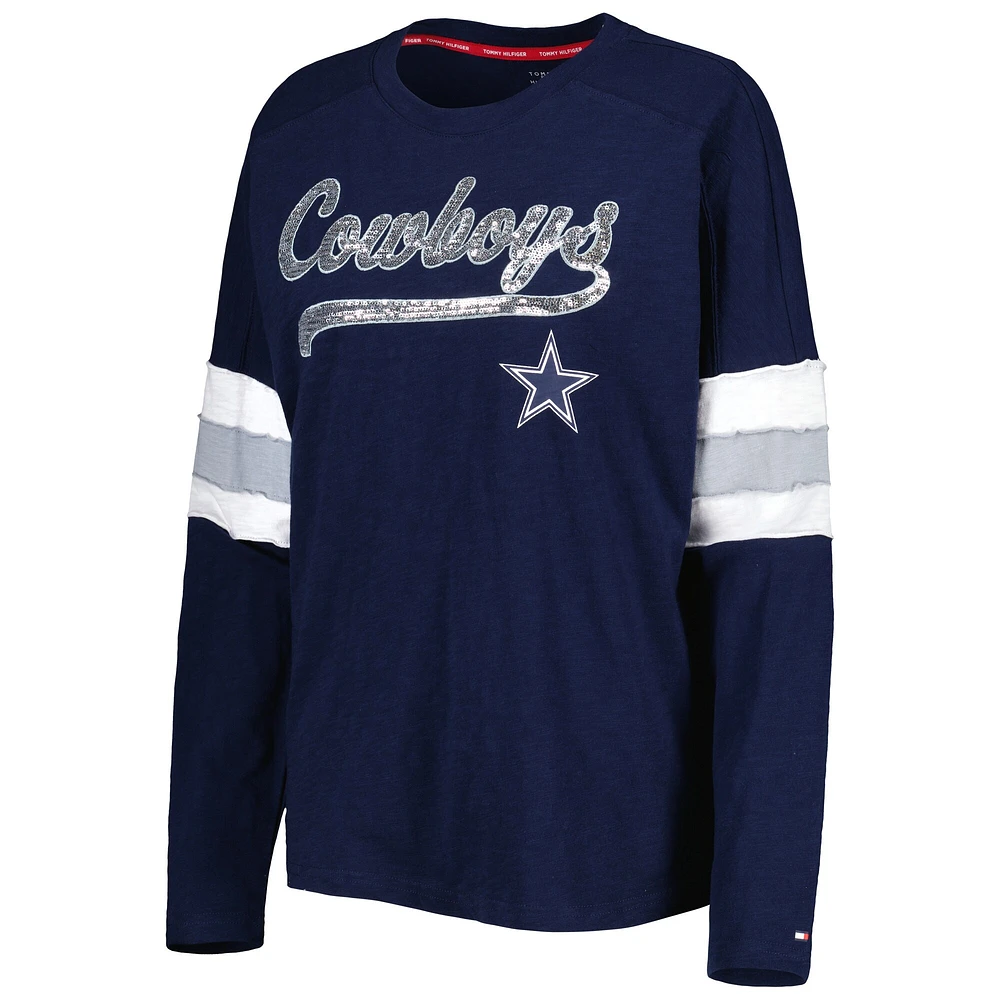 Women's Tommy Hilfiger Navy Dallas Cowboys Justine Long Sleeve Tunic T-Shirt