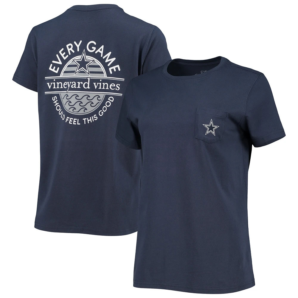 T-shirt Vineyard Vines pour femmes, bleu marine, Dallas Cowboys, chaque jour devrait ressentir ce bien