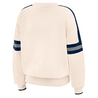 Women's WEAR by Erin Andrews  Cream Dallas Cowboys Stripe Pullover Sweater