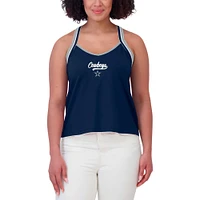 Women's WEAR by Erin Andrews Navy Dallas Cowboys Cross Strap Tri-Blend Tank Top