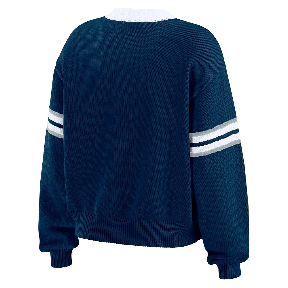 Sweat-shirt à lacets bleu marine Dallas Cowboys WEAR by Erin Andrews pour femme