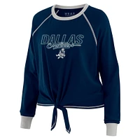 Women's WEAR by Erin Andrews Navy Dallas Cowboys Tie-Front Long Sleeve T-Shirt