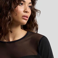 Women's WEAR by Erin Andrews x Gracie Hunt Black Dallas Cowboys Mesh Panel Long Sleeve T-Shirt