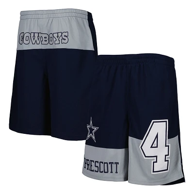 Short de joueur avec nom et numéro pour jeunes Dak Prescott Navy Dallas Cowboys