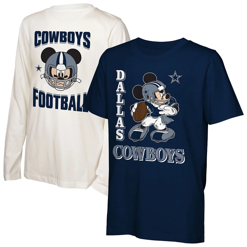 Pack combo de t-shirts Mickey Quarterback des Cowboys Dallas pour jeunes