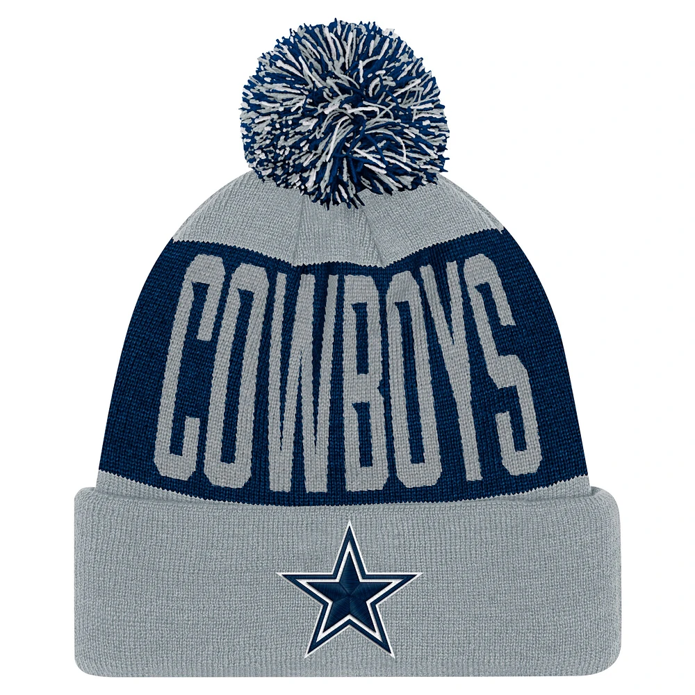 Youth Navy/Gray Dallas Cowboys Bevel Cuffed Knit Hat with Pom