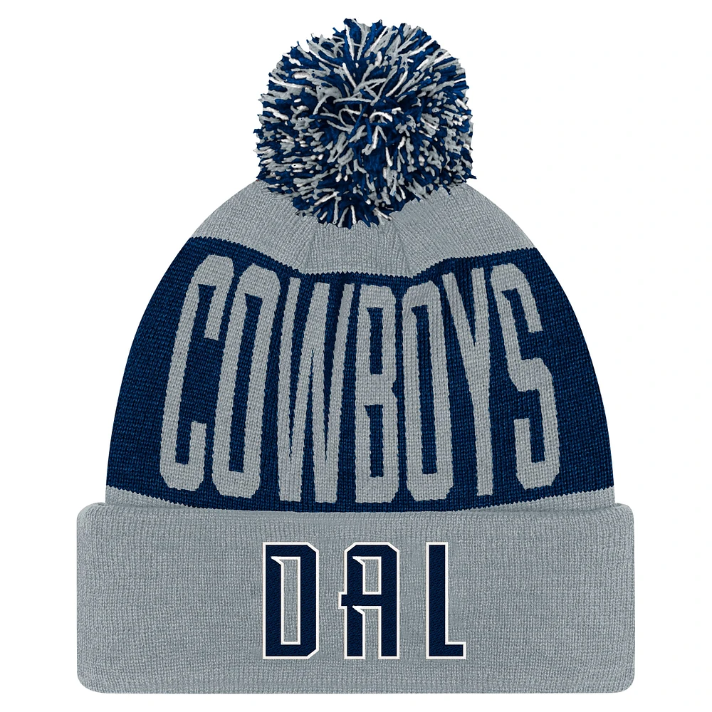 Youth Navy/Gray Dallas Cowboys Bevel Cuffed Knit Hat with Pom