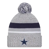 Youth New Era  Heather Gray Dallas Cowboys Cuffed Knit Hat with Pom