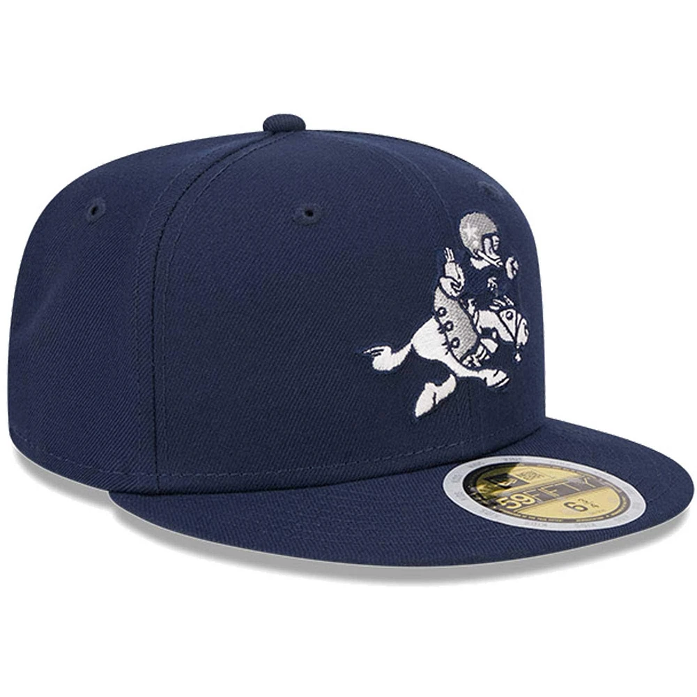 Youth New Era Navy Dallas Cowboys 1966-69 Gridiron Classics Retro Joe Throwback Logo Main 59FIFTY Fitted Hat