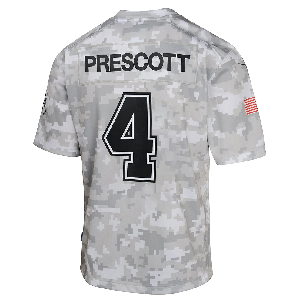 Youth Nike Dak Prescott Arctic Camo Dallas Cowboys 2024 Salute to Service Game Jersey