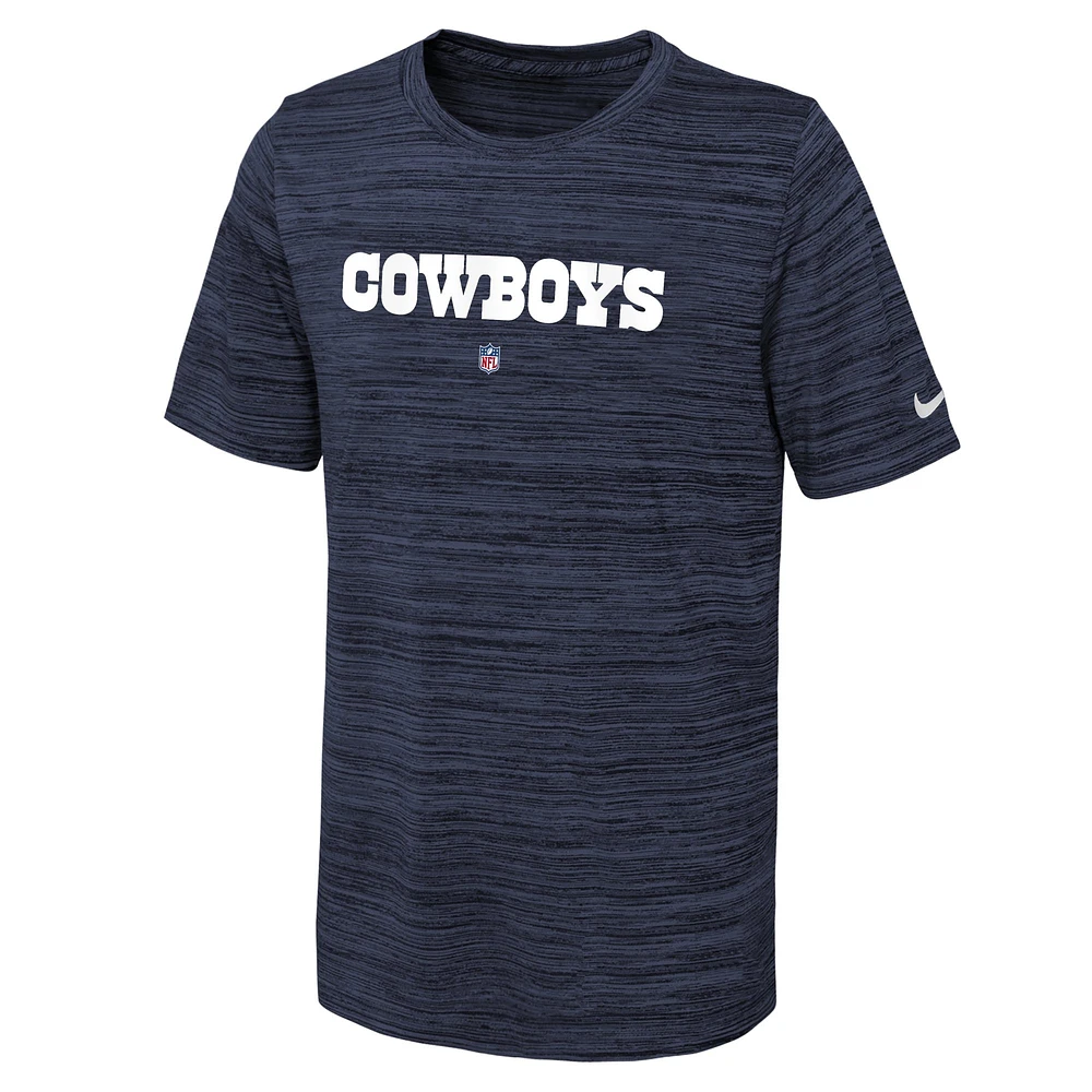 Youth Nike Navy Dallas Cowboys Team Sideline Velocity Performance T-Shirt