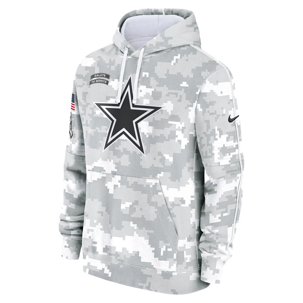 Sweat à capuche Nike Dallas Cowboys 2024 Salute To Service pour jeunes Blanc/Gris