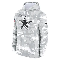 Sweat à capuche Nike Dallas Cowboys 2024 Salute To Service pour jeunes Blanc/Gris