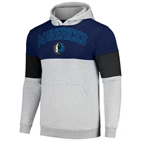 Men's Fanatics Navy Dallas Mavericks Contrast Pieced Pullover Hoodie