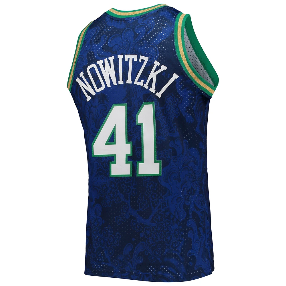 Men's Mitchell & Ness Dirk Nowitzki Blue Hardwood Classics 1998/99 Lunar New Year Swingman Jersey