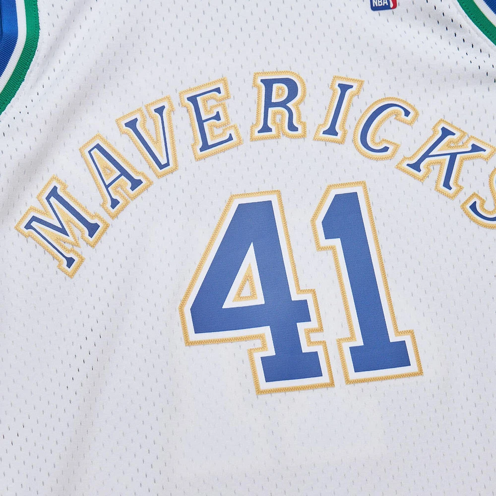 Men's Mitchell & Ness Dirk Nowitzki White Dallas Mavericks 1998/2019 Hardwood Classics German Flag Swingman Jersey