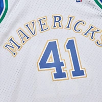 Men's Mitchell & Ness Dirk Nowitzki White Dallas Mavericks 1998/2019 Hardwood Classics German Flag Swingman Jersey