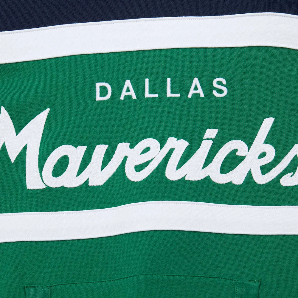 Men's Mitchell & Ness Green/Navy Dallas Mavericks Head Coach Pullover Hoodie