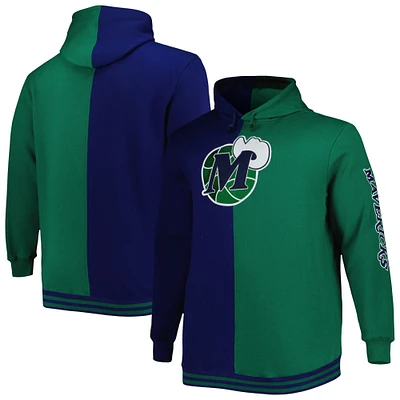 Chandail à capuchon fendu pour homme Dallas Mavericks Big & Tall Hardwood Classics bleu marine/vert Mitchell Ness